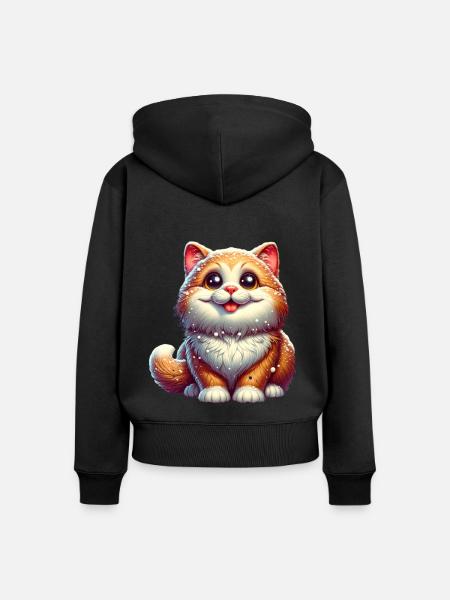 Süße Katze Winter Schnee - Frauen Premium Bio Zip Hoodie - Schwarz