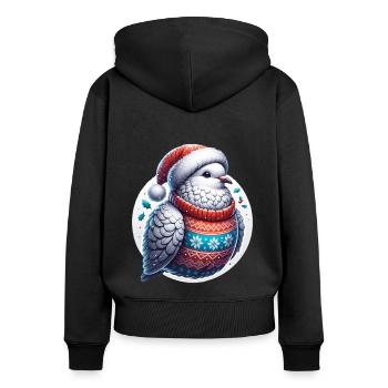 Weihnachts-Taube - Frauen Premium Bio Zip Hoodie - Schwarz - Hinten - Julia (174cm)