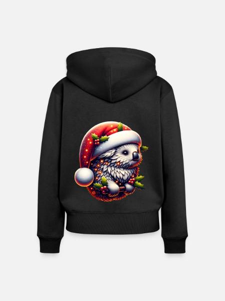 Weihnachts Koala - Frauen Premium Bio Zip Hoodie - Schwarz