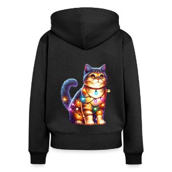 Katze Christmas Xmas Weihnachten - Frauen Premium Bio Zip Hoodie - Schwarz - Hinten - Julia (174cm)
