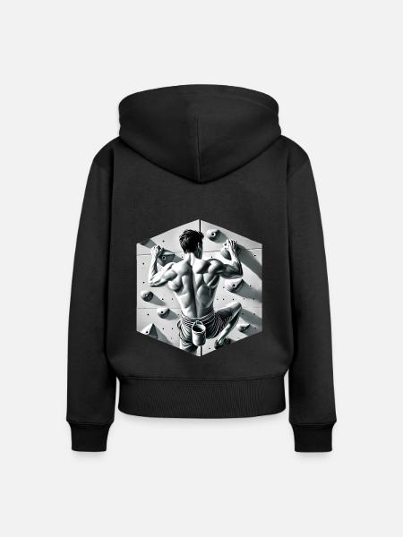 Graustufen-Kletterer-Illustration - Frauen Premium Bio Zip Hoodie - Schwarz