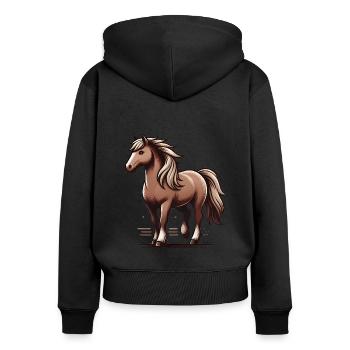 Majestätisches braunes Pferd Illustration - Frauen Premium Bio Zip Hoodie - Schwarz - Hinten - Julia (174cm)