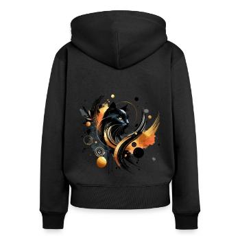 Schwarze Katze, Schwarze Katze Aquarell - Frauen Premium Bio Zip Hoodie - Schwarz - Hinten - Julia (174cm)