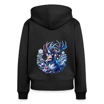 Cerf d’hiver Hiver - Sweat à capuche zippé Premium bio Femme - noir - Dos - Julia (174cm)