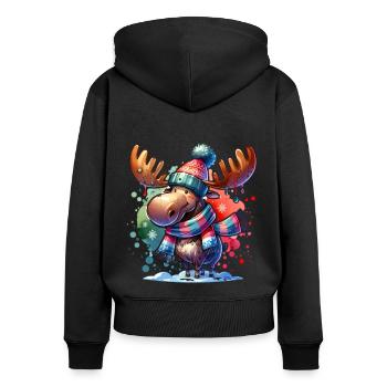 Noël Orignal Noël Noël - Sweat à capuche zippé Premium bio Femme - noir - Dos - Julia (174cm)