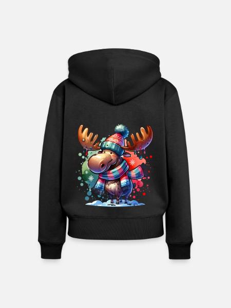 Weihnachts Elch Christmas Xmas - Frauen Premium Bio Zip Hoodie - Schwarz