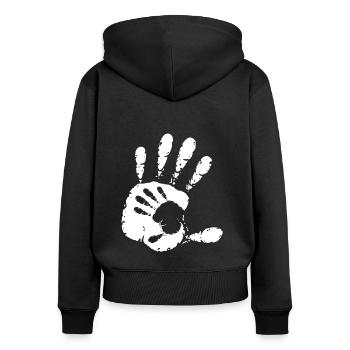 MAINS - BLANC - Sweat à capuche zippé Premium bio Femme - noir - Dos - Julia (174cm)