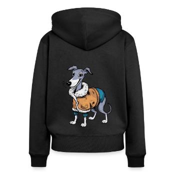 Lévrier drôle dans la conception de dessin animé - Sweat à capuche zippé Premium bio Femme - noir - Dos - Julia (174cm)
