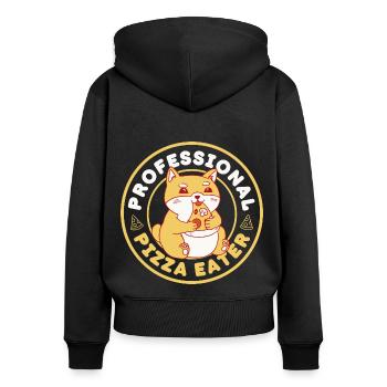 Mangeur de pizza professionnel - Sweat à capuche zippé Premium bio Femme - noir - Dos - Julia (174cm)