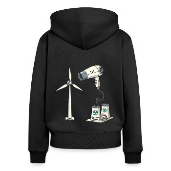 Stop Wind Power Funny Energy Concept - Sweat à capuche zippé Premium bio Femme - noir - Dos - Julia (174cm)