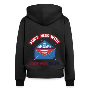 Lustiger Spruch für Postboten - Frauen Premium Bio Zip Hoodie - Schwarz - Hinten - Julia (174cm)