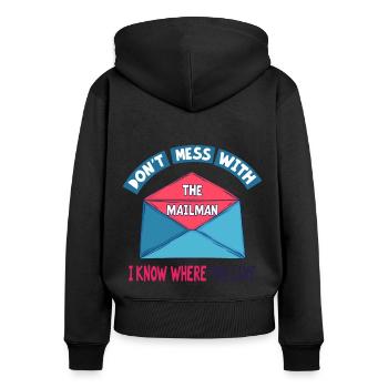 Lustiger Spruch für Postboten - Frauen Premium Bio Zip Hoodie - Schwarz - Hinten - Julia (174cm)