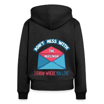 Lustiger Spruch für Postboten - Frauen Premium Bio Zip Hoodie - Schwarz - Hinten - Julia (174cm)