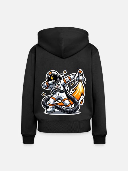 Lustiges Dabbing Astronaut Space Design - Frauen Premium Bio Zip Hoodie - Schwarz