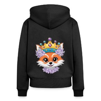 Kawaii Fuchs mit farbenfrohen Blumen - Frauen Premium Bio Zip Hoodie - Schwarz - Hinten - Julia (174cm)