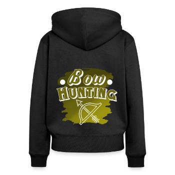 Bow Hunting - Frauen Premium Bio Zip Hoodie - Schwarz - Hinten - Julia (174cm)