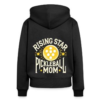 Pickleball Mama eines aufstrebenden Stars - Frauen Premium Bio Zip Hoodie - Schwarz - Hinten - Julia (174cm)