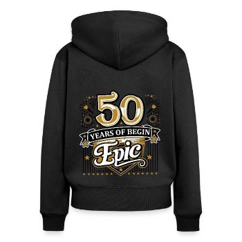 50 years of begin Epic - Women's Premium Organic Zip Hoodie - black - Back - Julia (174cm)