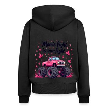 Mamas Kampf unser Kampf - Brustkrebs Bewusstsein - Frauen Premium Bio Zip Hoodie - Schwarz - Hinten - Julia (174cm)