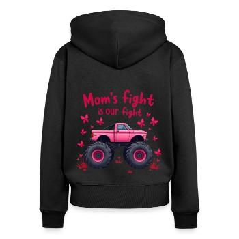 Mamas Kampf unser Kampf - Brustkrebs Bewusstsein - Frauen Premium Bio Zip Hoodie - Schwarz - Hinten - Julia (174cm)