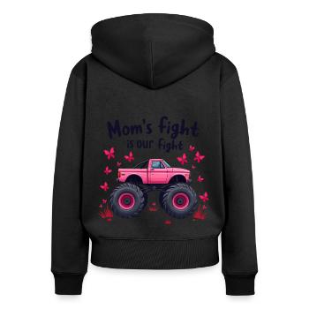 Mamas Kampf unser Kampf - Brustkrebs Bewusstsein - Frauen Premium Bio Zip Hoodie - Schwarz - Hinten - Julia (174cm)