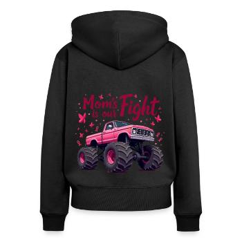 Mamas Kampf unser Kampf - Brustkrebs Bewusstsein - Frauen Premium Bio Zip Hoodie - Schwarz - Hinten - Julia (174cm)
