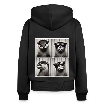 Lässiger Otter mit Sonnenbrille – Cool & Lustig - Frauen Premium Bio Zip Hoodie - Schwarz - Hinten - Julia (174cm)
