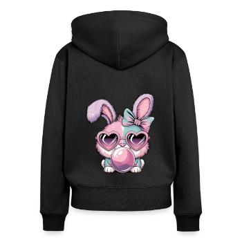 Hase Osterhase Kaugummi - Frauen Premium Bio Zip Hoodie - Schwarz - Hinten - Julia (174cm)