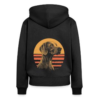 Braque de Weimar Vintage - Sweat à capuche zippé Premium bio Femme - noir - Dos - Julia (174cm)