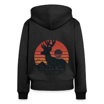 Cerf - Sweat à capuche zippé Premium bio Femme - noir - Dos - Julia (174cm)
