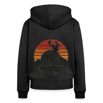 Cerf - Sweat à capuche zippé Premium bio Femme - noir - Dos - Julia (174cm)
