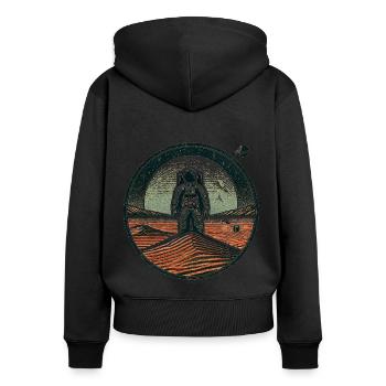 Astronaute - Sweat à capuche zippé Premium bio Femme - noir - Dos - Julia (174cm)
