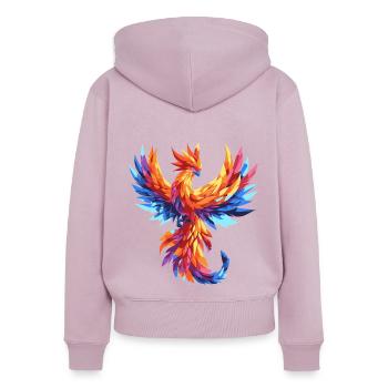 Phénix phénix fantaisie oiseau magique - Sweat à capuche zippé Premium bio Femme - rose poudré - Dos - Julia (174cm)