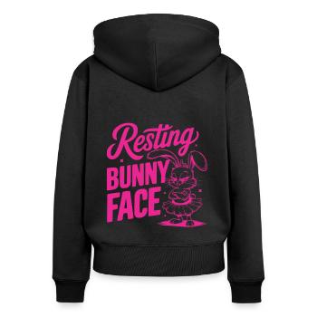 Resting Bunny Face - Women's Premium Organic Zip Hoodie - black - Back - Julia (174cm)