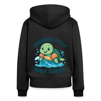 Opas Kleiner Wellensurfer Süße Schildkröte - Frauen Premium Bio Zip Hoodie - Schwarz - Hinten - Julia (174cm)