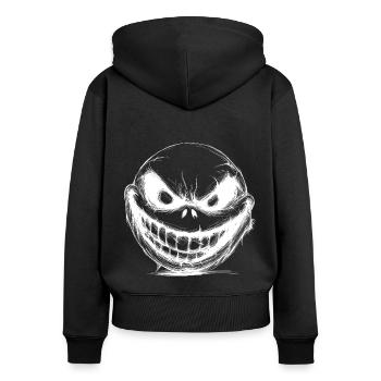 Visage d’Halloween effrayant avec des dents - Sweat à capuche zippé Premium bio Femme - noir - Dos - Julia (174cm)