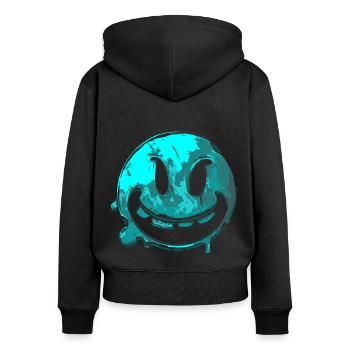 Trick or Treat Visage avec des dents en turquoise - Sweat à capuche zippé Premium bio Femme - noir - Dos - Julia (174cm)