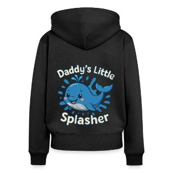 Papa petit éclaboussure mignon bébé baleine - Sweat à capuche zippé Premium bio Femme - noir - Dos - Julia (174cm)