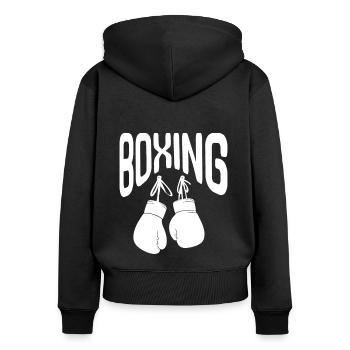 Boxe Gants de boxe Ring de boxe Arts martiaux - Sweat à capuche zippé Premium bio Femme - noir - Dos - Julia (174cm)