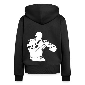 Boxe Arts martiaux Lutte Gants de boxe - Sweat à capuche zippé Premium bio Femme - noir - Dos - Julia (174cm)