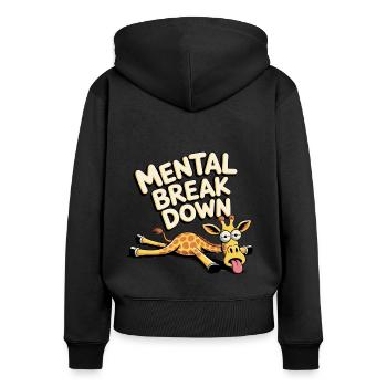 Mental break down Giraffe - Frauen Premium Bio Zip Hoodie - Schwarz - Hinten - Julia (174cm)