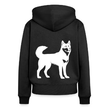 Husky White Vector Alaska Finland Dog - Women's Premium Organic Zip Hoodie - black - Back - Julia (174cm)