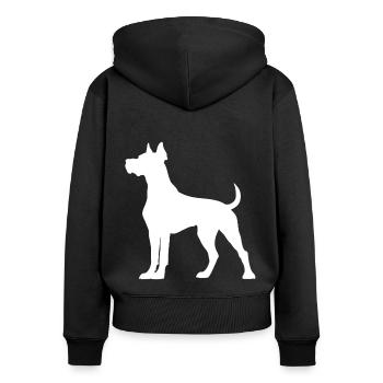 Dogue Allemand Chien Blanc Propriétaire Chien - Sweat à capuche zippé Premium bio Femme - noir - Dos - Julia (174cm)