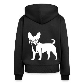 Boston terrier silhouette hund weiss - Frauen Premium Bio Zip Hoodie - Schwarz - Hinten - Julia (174cm)