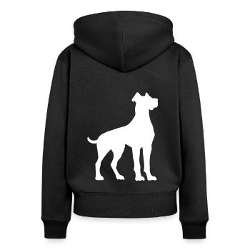 Great Dane silhouette white dog vector - Women's Premium Organic Zip Hoodie - black - Back - Julia (174cm)