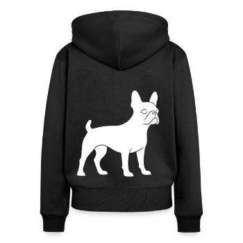 Silhouette du nez poilu du Boston terrier - Sweat à capuche zippé Premium bio Femme - noir - Dos - Julia (174cm)