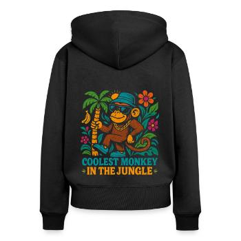 Coolest Monkey in the Jungle – Retro-Affe mit Stil - Frauen Premium Bio Zip Hoodie - Schwarz - Hinten - Julia (174cm)
