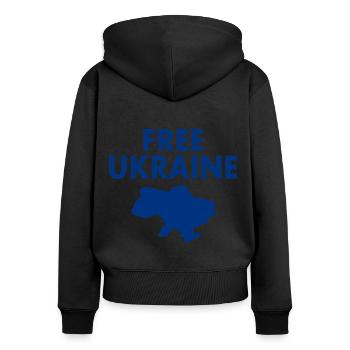 Free ukraine - Sweat à capuche zippé Premium bio Femme - noir - Dos - Julia (174cm)