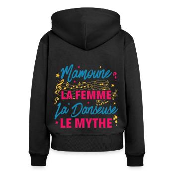 mamoune la femme danseuse le mythe la légende - Sweat à capuche zippé Premium bio Femme - noir - Dos - Julia (174cm)