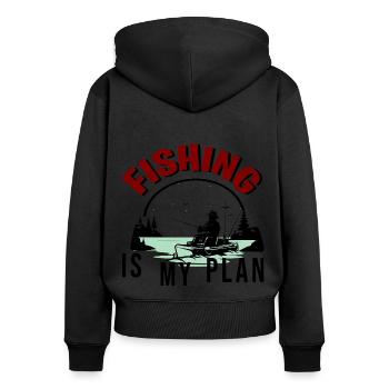 FISHING IS MY PLAN - Women's Premium Organic Zip Hoodie - black - Back - Julia (174cm)